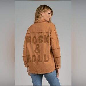 Elan Devan Rock & Roll Distressed Frayed Shacket Shirt Jacket Sz M, Xs